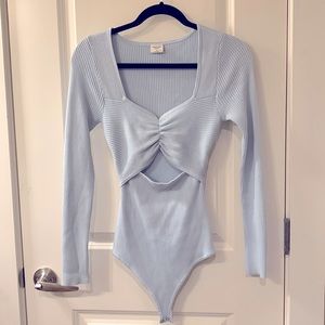 Gently Worn A&F Cutout Sweater Bodysuit, Size M, LIGHT BLUE